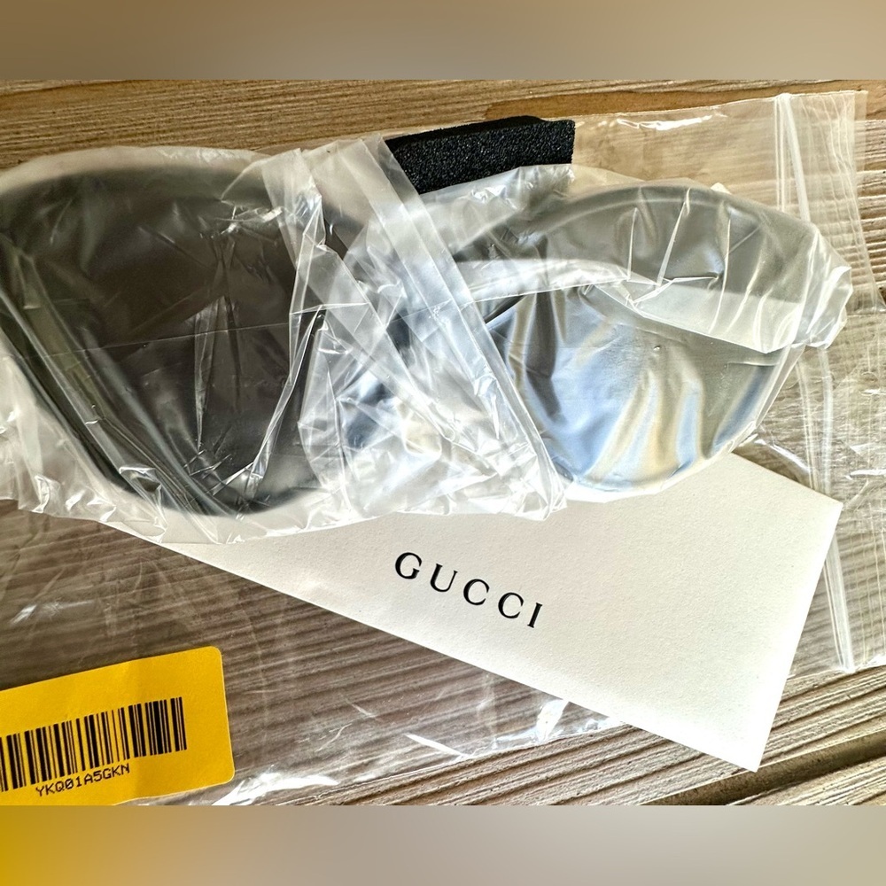Gucci 58mm Oversize Round Sunglasses Black Gold GG Logo NWT - Picture 8 of 13